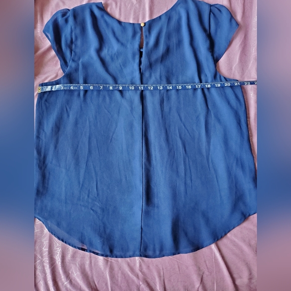 Twine & String Blue Cap Sleeve Business Casual Top Juniors Women's X-Large - Picture 6 of 8